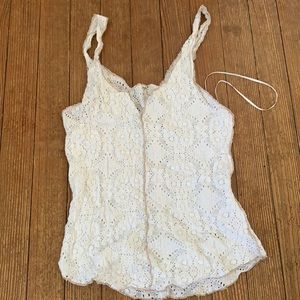 White Free people eye-let camisole